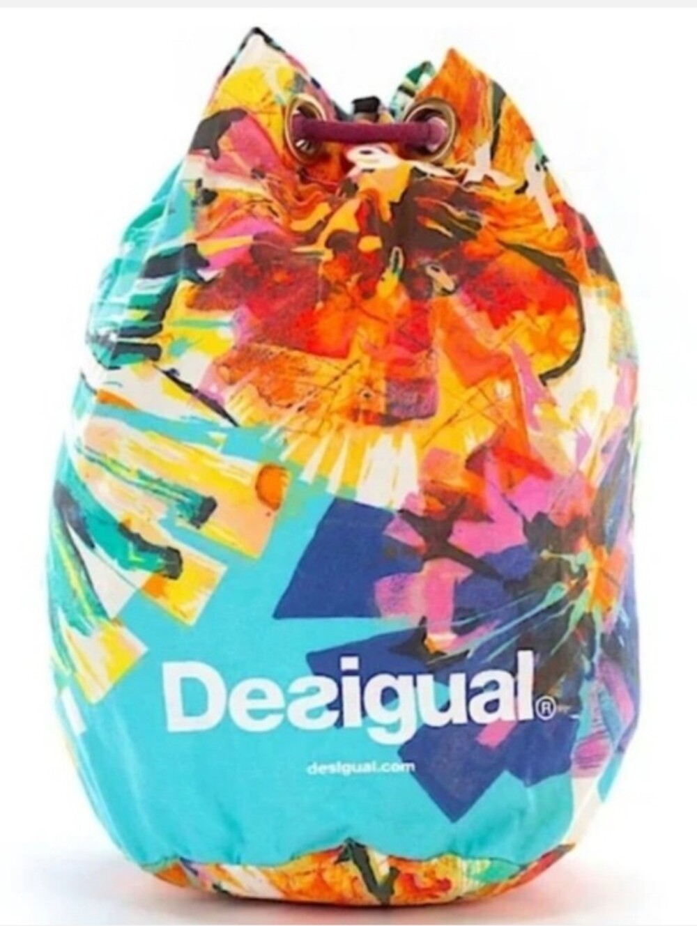 Desigual Canvas Color Splash Drawstring Shoulder Bag - Tote Travel Beach Gym